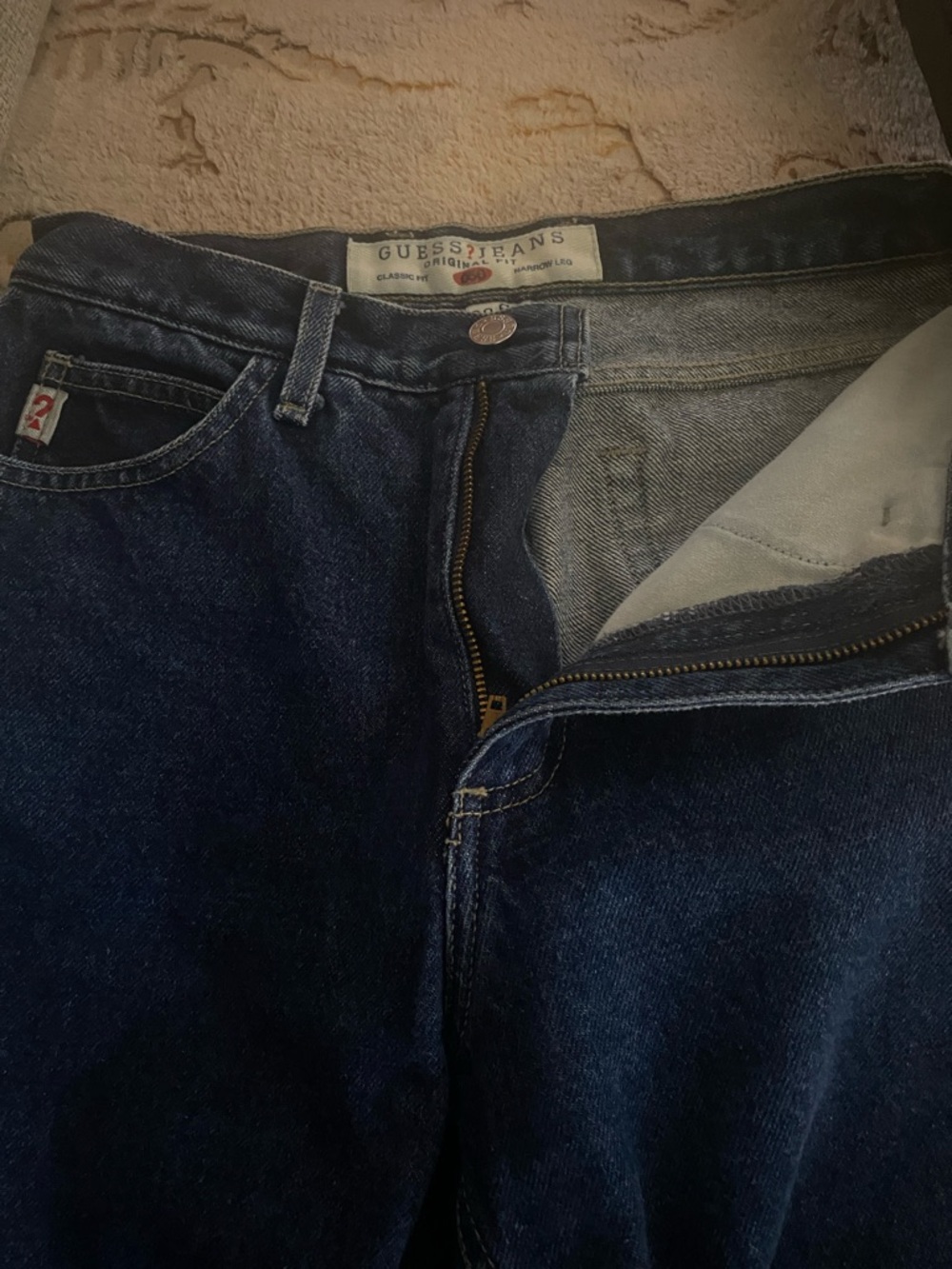 GUESS women’s Deep Blue Relaxed Fit Jeans